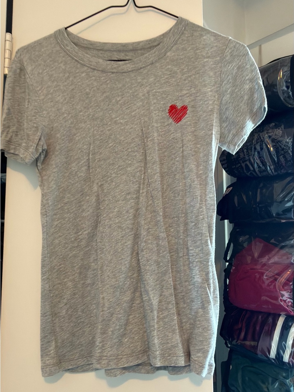 Sunday Best Heather Gray Tee with Red Heart